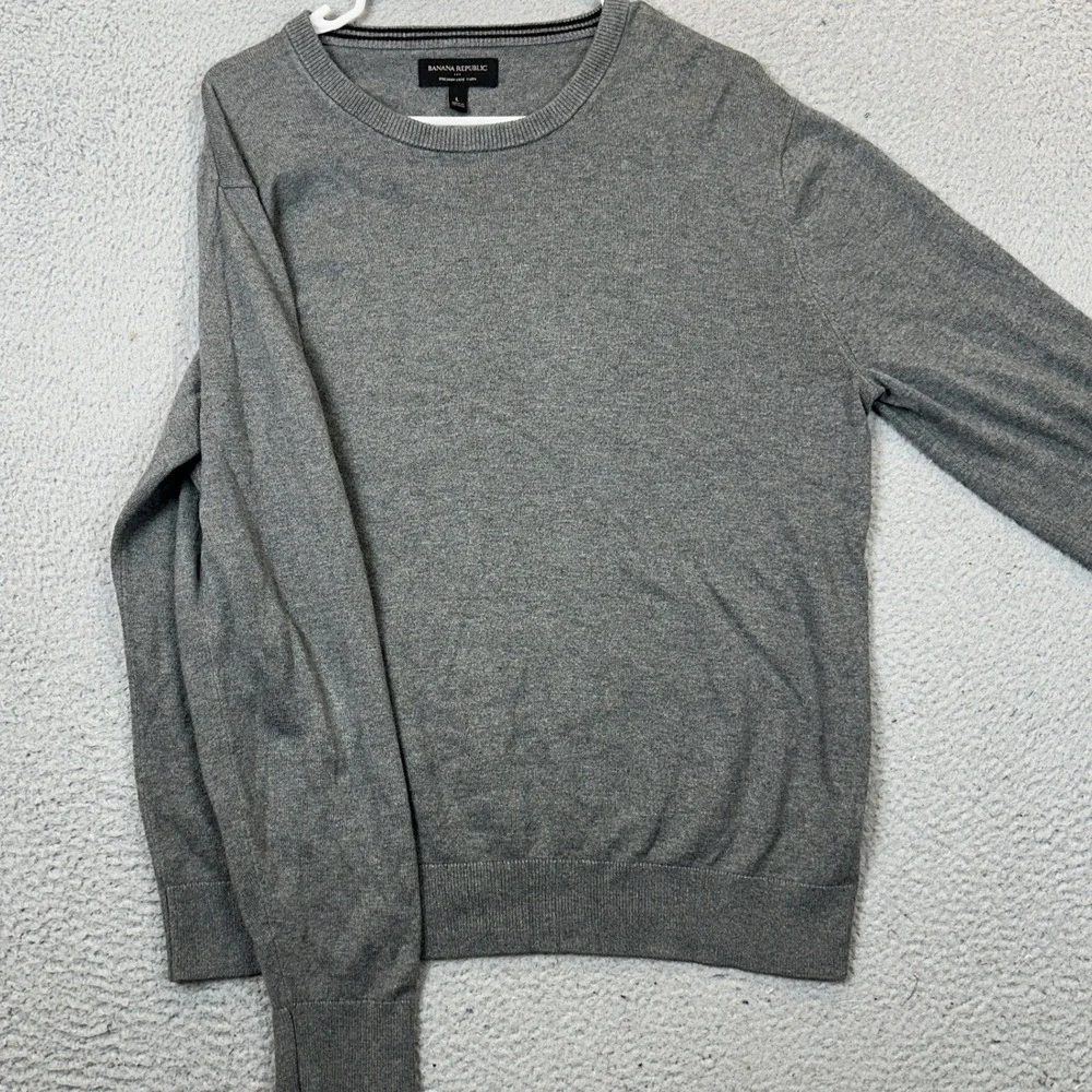 Banana Republic Silk Cashmere Blend Sweater Mens Large Grey Crew Neck Pullover